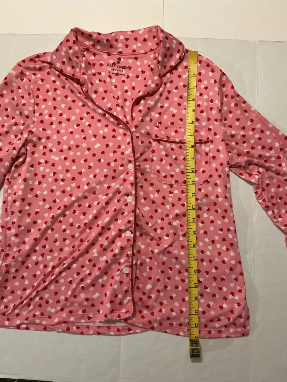 Kate Spade Pajama Set Heart Print Button-Down Top and Long Pants